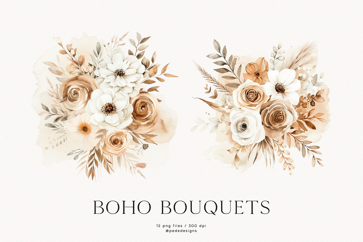 Boho Bouquets, a Decorative Illustration by PeDe Designs (Photo 3 of 9)