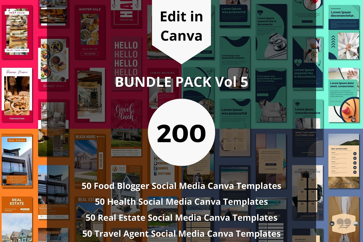 Canva Social Media Templates Bundle, a Templates & Theme by BoontenStudio (Photo 1 of 4)