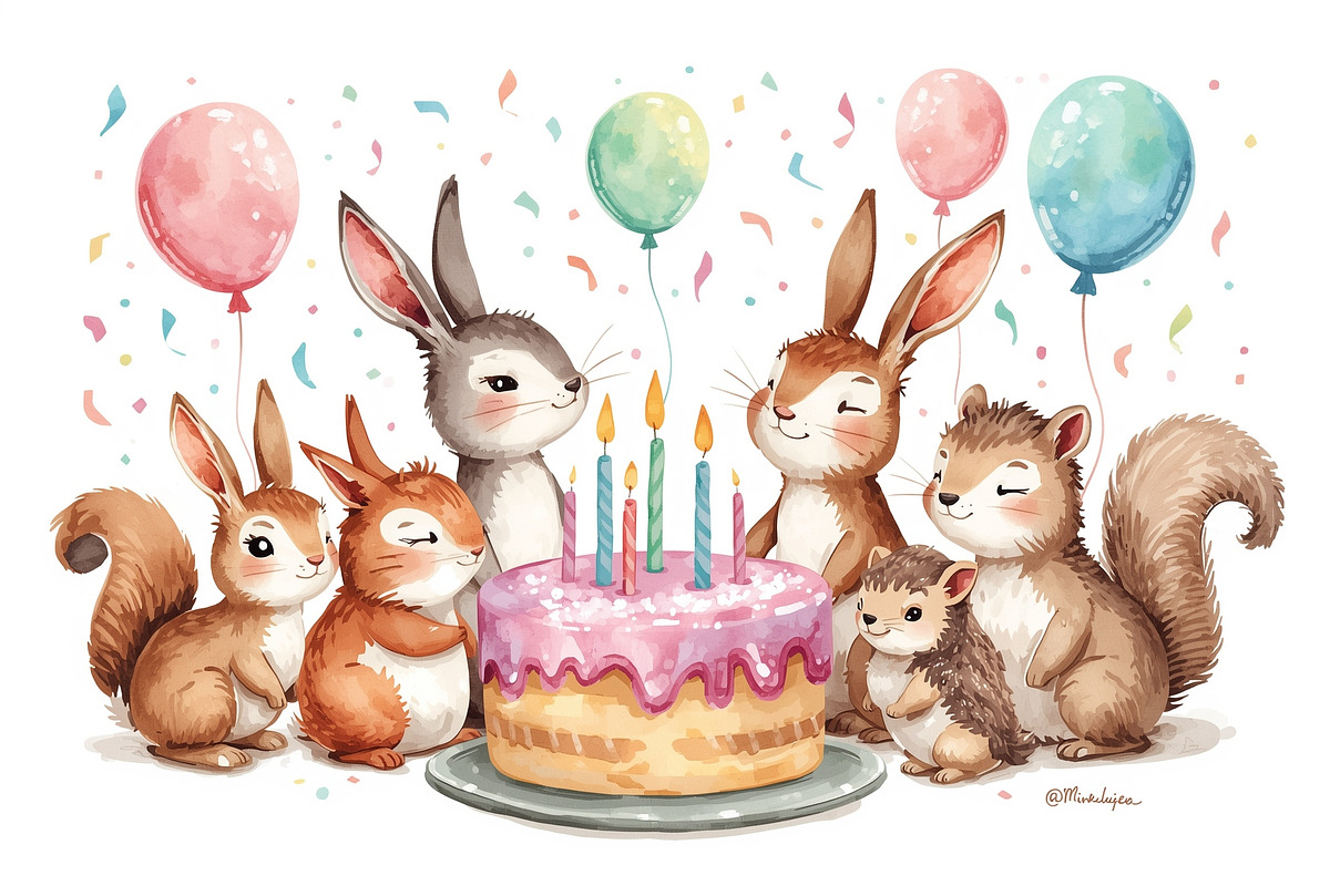 watercolor birthday Cakes Party, a Graphic by Creativeshirt (Photo 9 of 14)