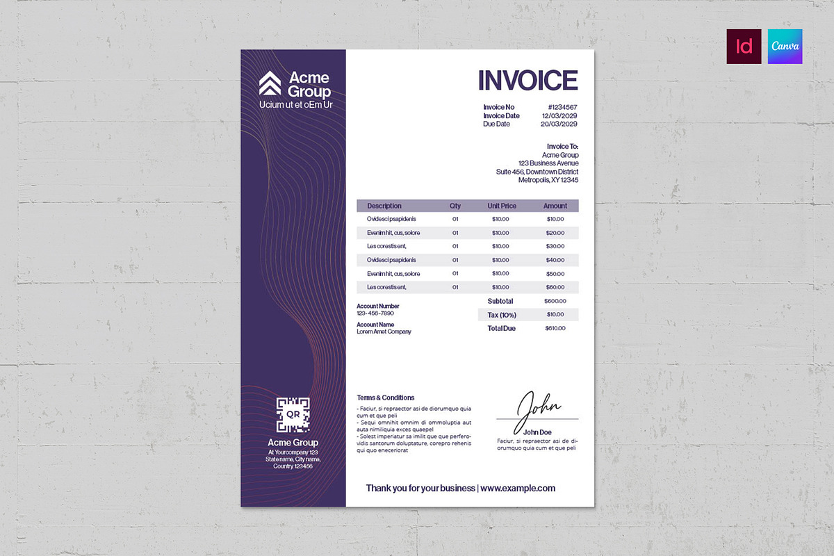 Invoice Template, a Stationery Template by BrandPacks (Photo 1 of 4)