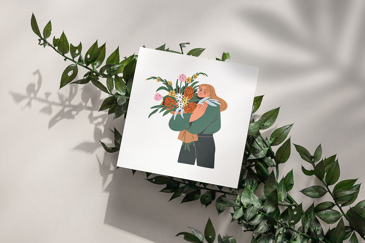 Happy women with flower bouquets set, a Person Illustration by Good Studio (Photo 12 of 12)