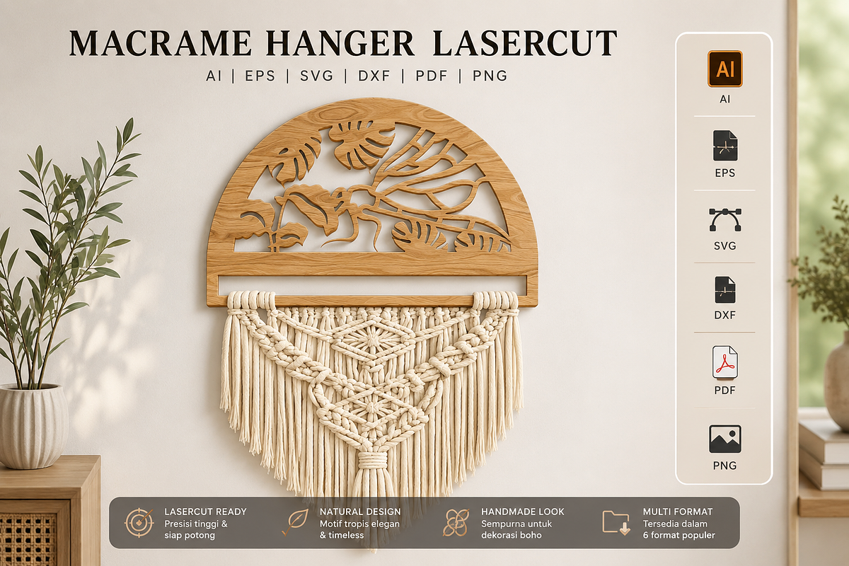 Dragonfly Macrame Hanger Lasercut, an Object Graphic by OTVEY DESIGN (Photo 5 of 13)