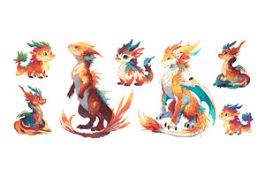 Dragon baby cartoon vector set, an Animal Illustration by Onyx