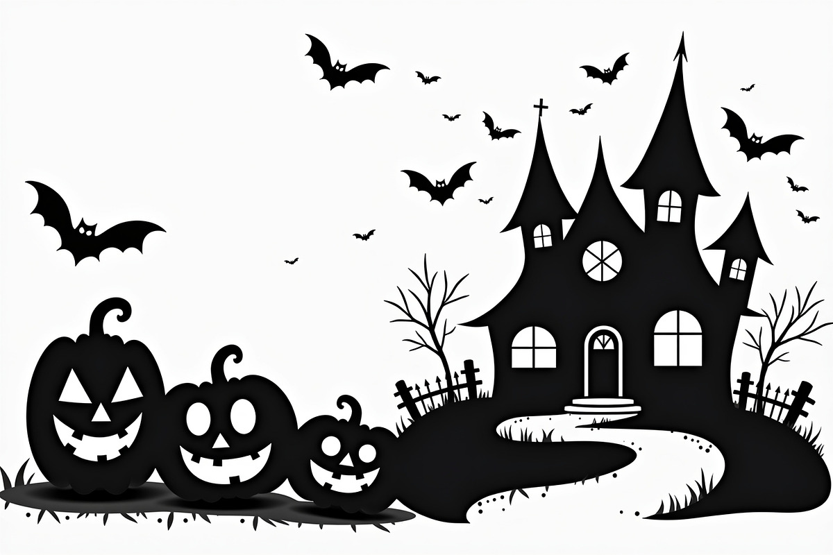 Haunted Halloween Silhouette bundle, an Illustration by hafijul (Photo 2 of 9)