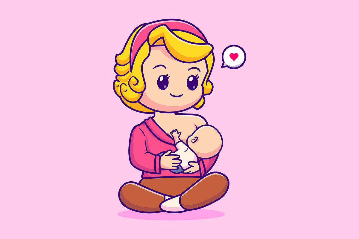 Cute Mother Breastfeeding Baby, a Person Illustration by Catalyst Labs (Photo 1 of 3)