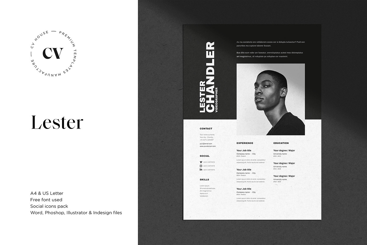 Lester | CV / resume template, a Resume Template by CV house (Photo 1 of 9)