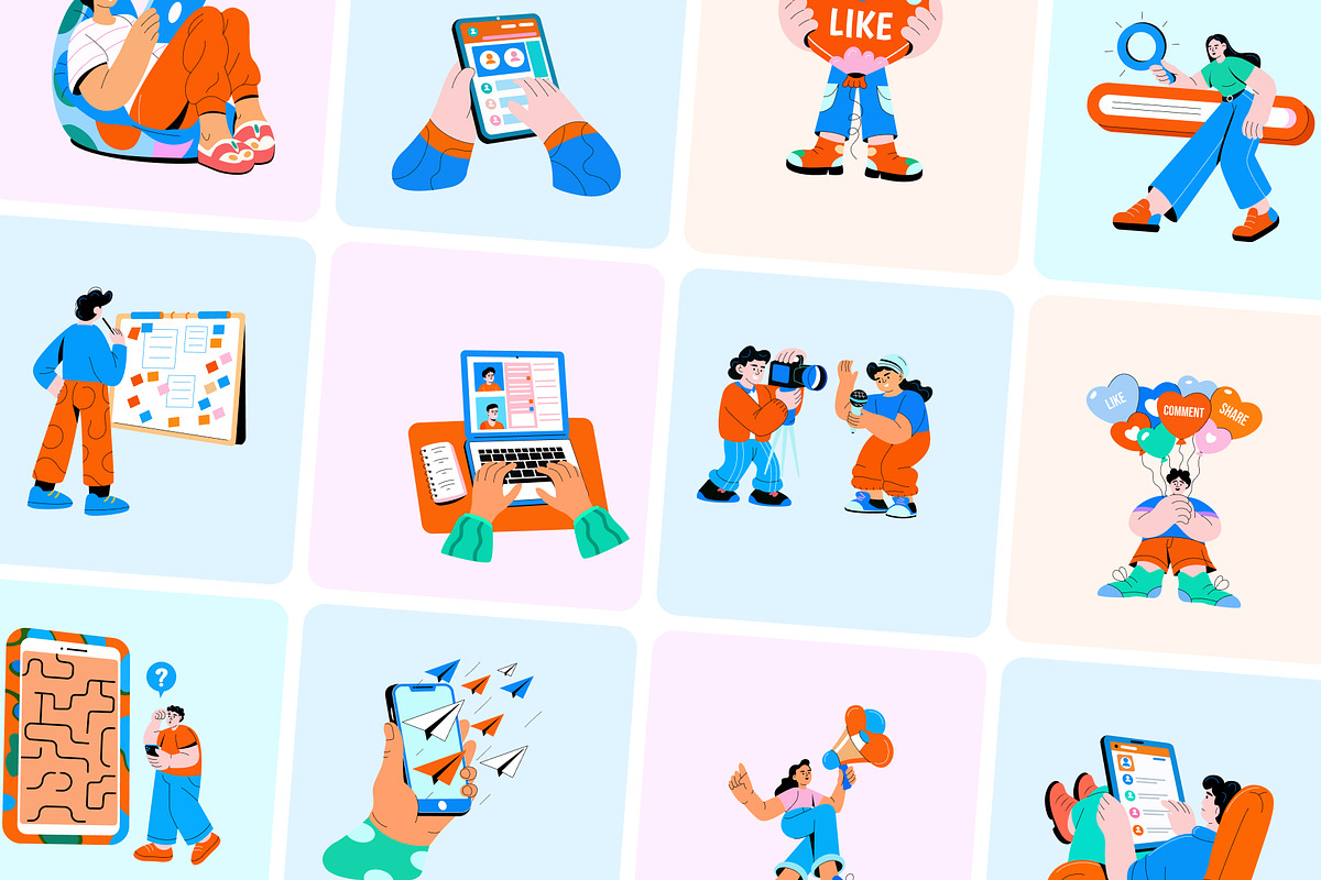 Animated Social Media Illustration, a Finance Illustration by Creative Stall (Photo 4 of 5)