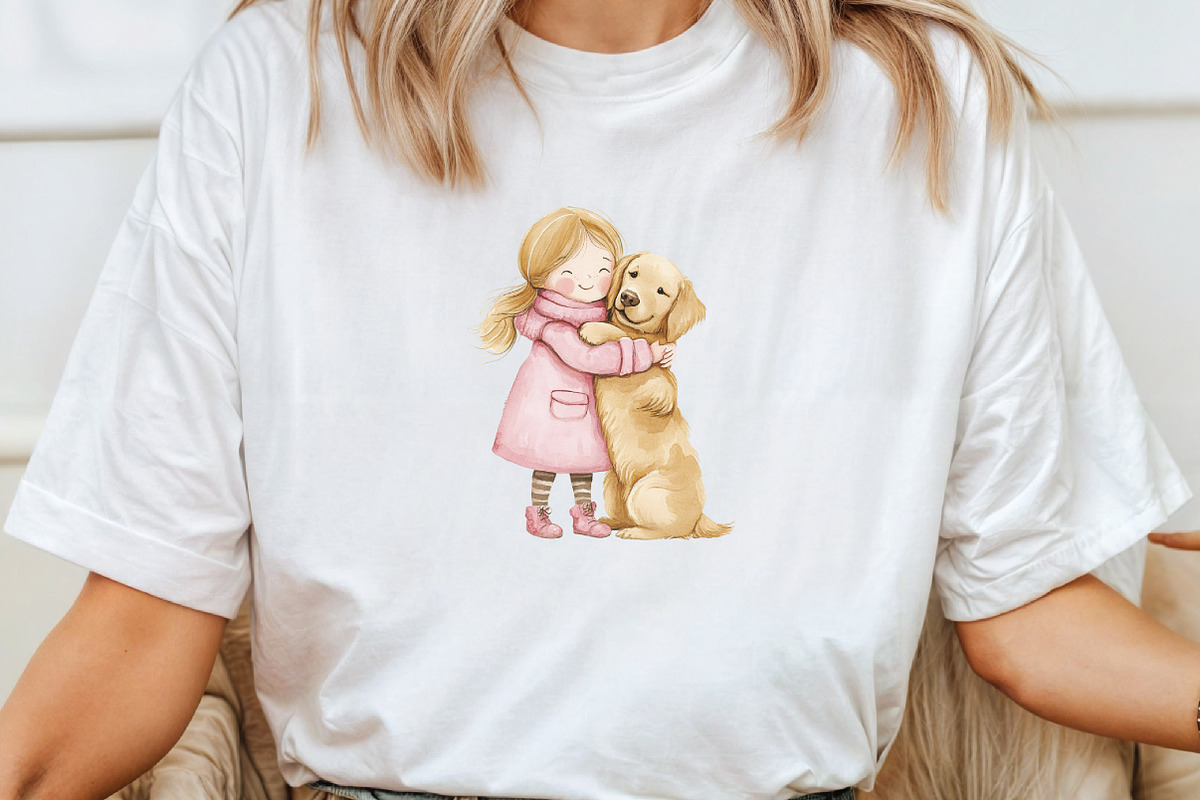 Girl & Best Friends Dog Clipart, an Illustration by CraftArtStudio (Photo 5 of 6)