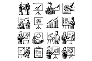Business Presentation Icons, an Object Graphic by RT Studio