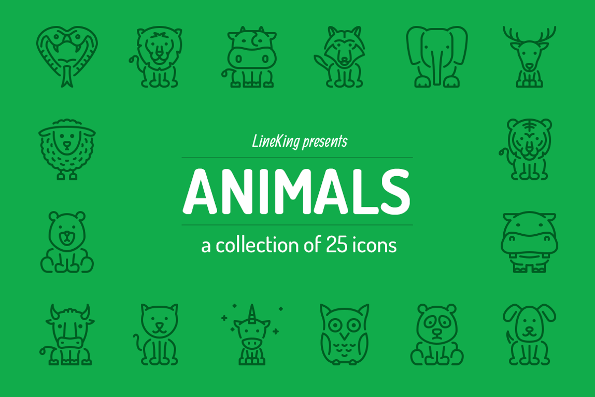 Animals Line Icons, an Outline Icon by PixelBazaar (Photo 1 of 2)