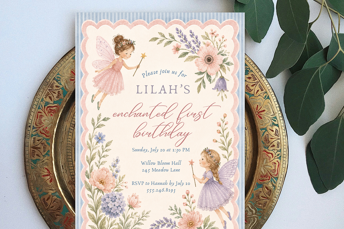 Fairy First Birthday Invitation, an Invitation Template by heynomi (Photo 18 of 18)