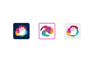 Set Of Colorful Raised Hand Logo