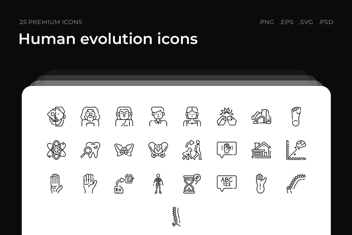 Human evolution icons, an Outline Icon by Wencory