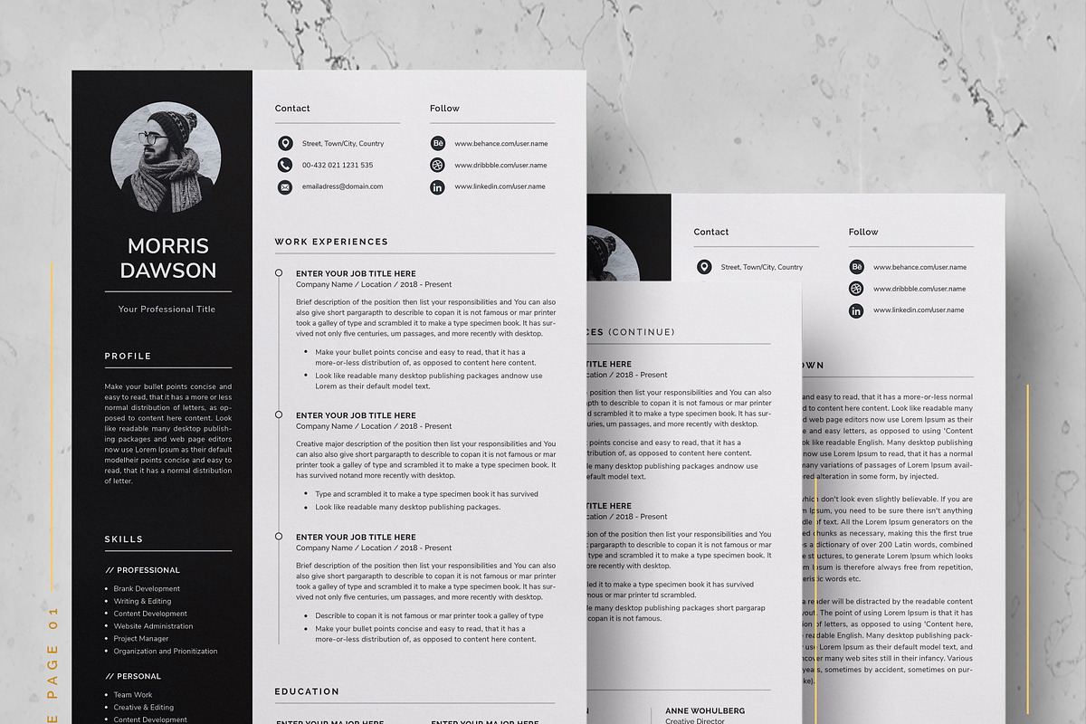 Resume Template 3 Page, a Resume Template by SlideCo (Photo 2 of 5)
