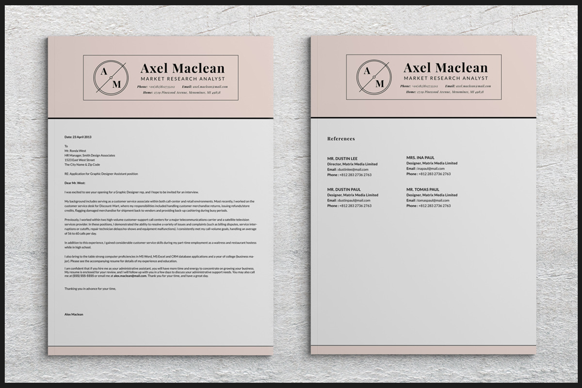 Transitional Two Pages Resume Pack, a Resume Template by SNIPESCIENTIST (Photo 3 of 4)