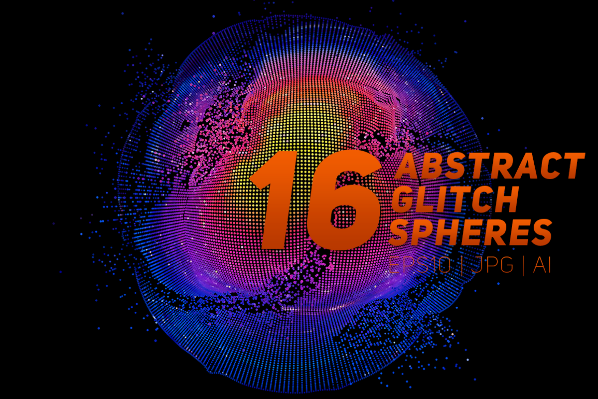 16 Abstract Glitch Point Spheres, an Object Graphic by GarryKillian