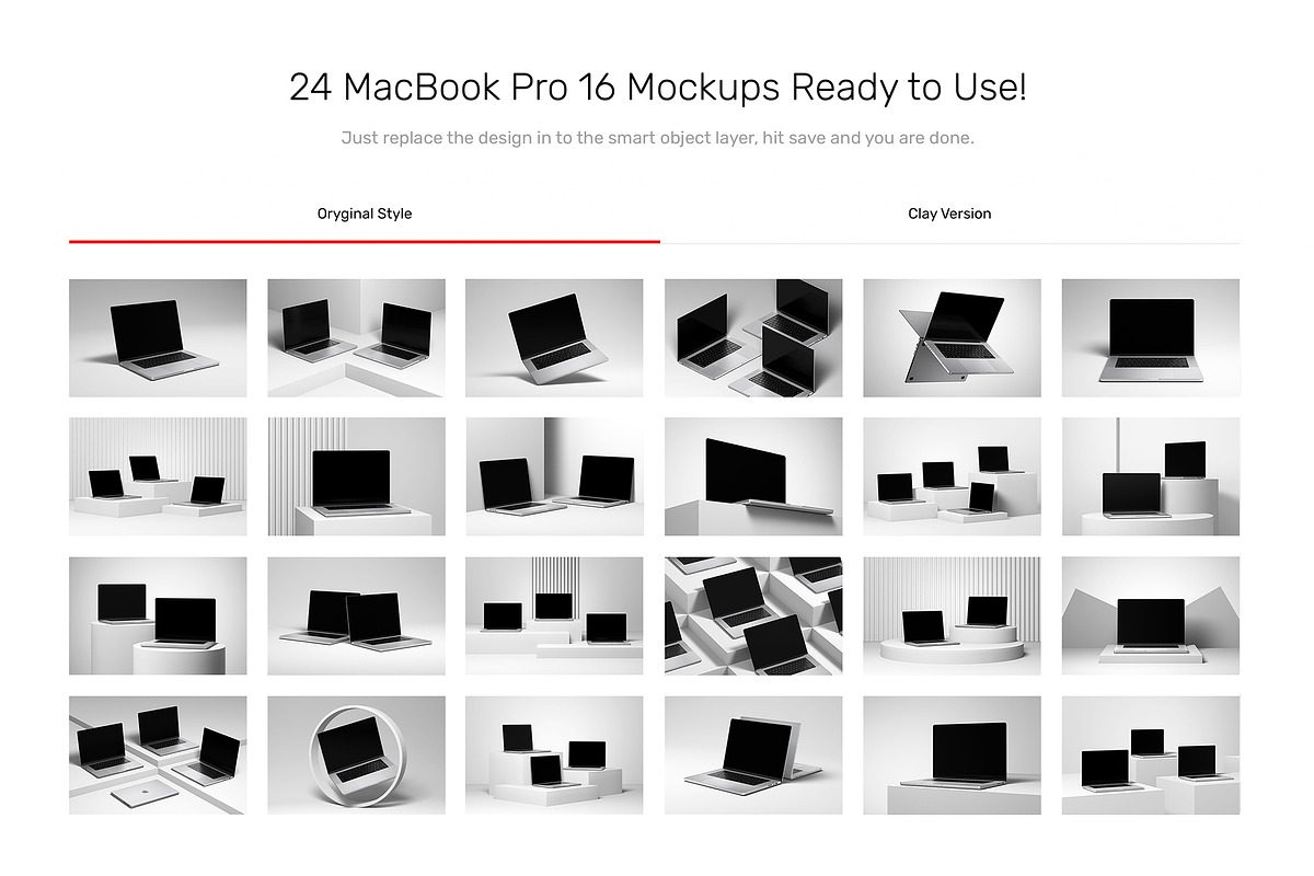 MacBook Pro 16 Mockups + Clay Style, a Mac Mockup by Mr.Mockup™ (Photo 3 of 15)
