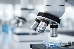 Close up of a modern microscope with, a Health & Medical Photo by MistyDay
