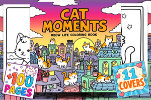 Cat Moment Meow Life Coloring Book, an Animal Illustration by Ink Gallery