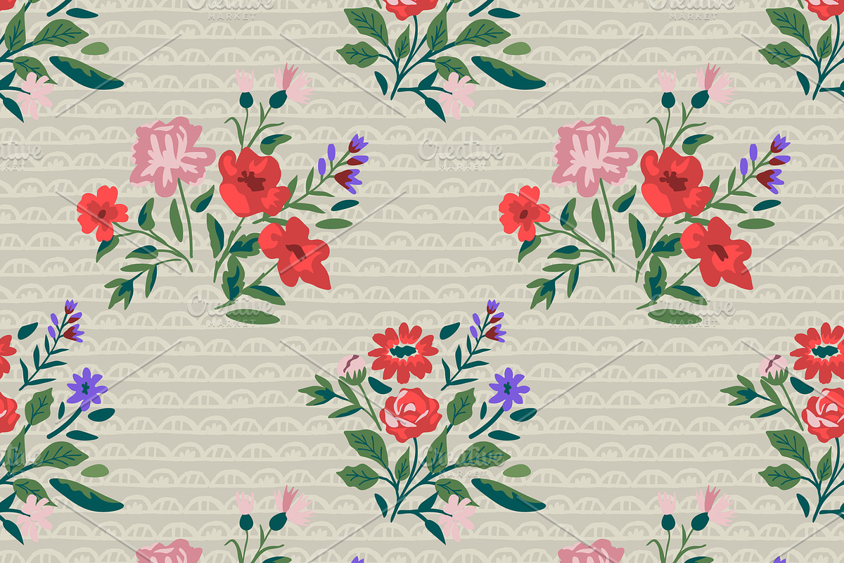 Seamless floral pattern, a Pattern Graphic by elyomys (Photo 1 of 3)