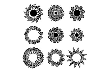 Black radiated Indians sun vector