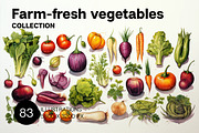 Farm-fresh vegetables. 83 images, a Food Illustration by Handmadefont (Thumbnail 1 of 14)