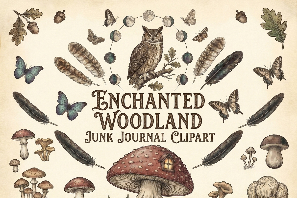 Woodland Journal Clipart Printable, an Animal Illustration by Image for Sale (Photo 1 of 3)