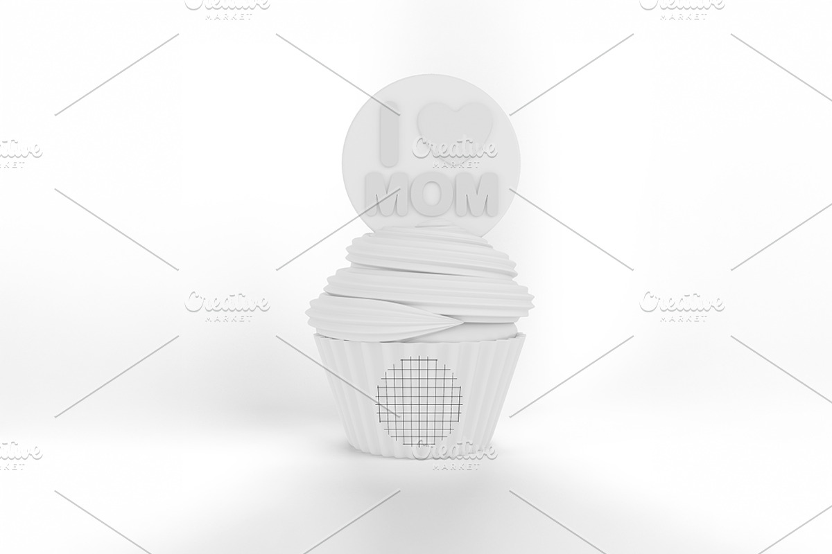 Cartoon I Heart Mom Cupcake Mockup, a Merchandise Mockup by Qaleb Studio (Photo 1 of 2)