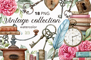 Vintage watercolor clipart, an Illustration by Mary (Thumbnail 1 of 3)