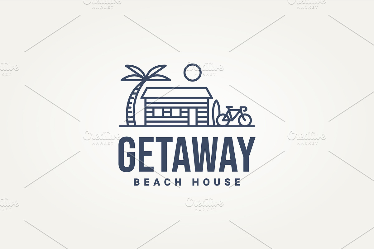 beach house minimalist line art logo, a Branding & Logo Template by Blazybone