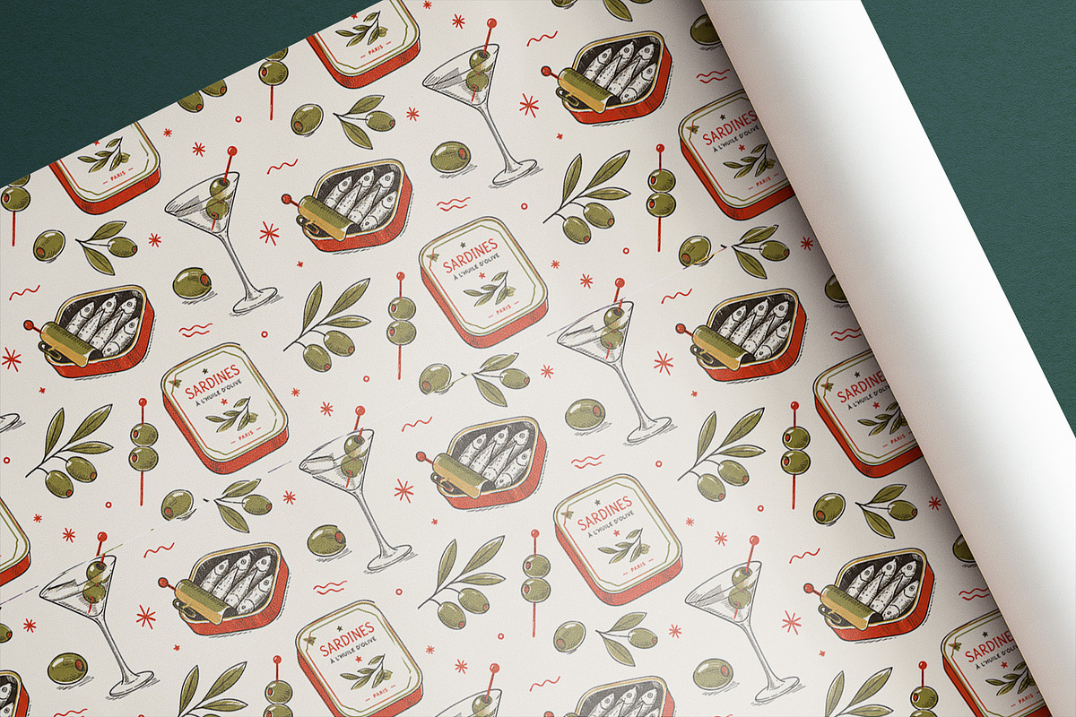 SARDINES & MARTINI Seamless Pattern, a Pattern Graphic by AYAKA Studio Co. (Photo 3 of 10)