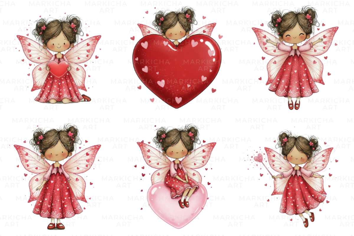 Whimsical Valentine Fairy Clipart, an Illustration by Markicha Art (Photo 3 of 5)