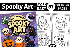 Spooky Art Bold and Easy Coloring, a Seasonal Illustration by Coco Bloom