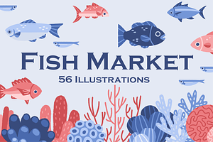 Fish Market Illustration Collection