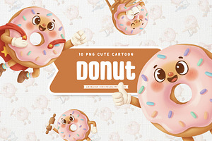 Lovely Donut Mascot Cute Cartoon