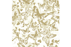 Seamless Pattern Beige Butterflies