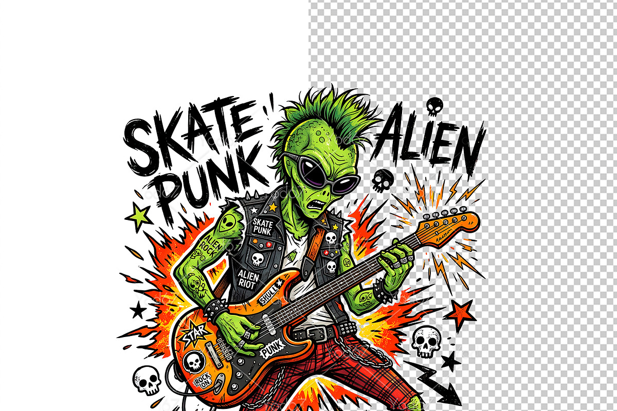 Alien playing an electric guitar., a Decorative Illustration by yod67 (Photo 2 of 6)