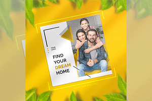 Square Flyer on yellow Mockup