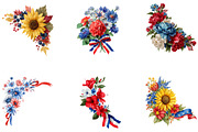 Patriotic Floral Corners Clipart, a Seasonal Illustration by CreationArt (Thumbnail 3 of 5)