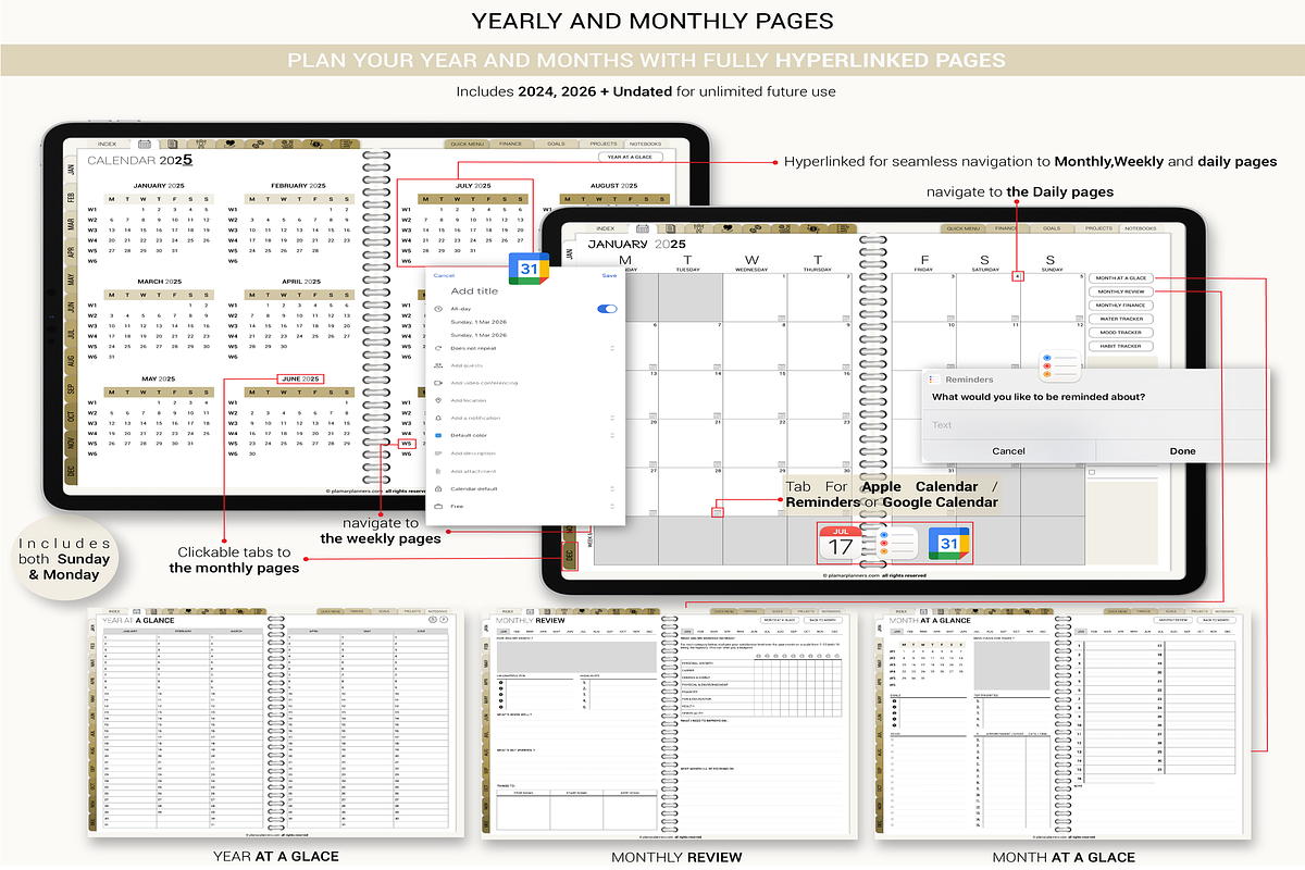 All Ine One Digital Planner 2025-26, a Templates & Theme by Plamarplanners (Photo 2 of 11)