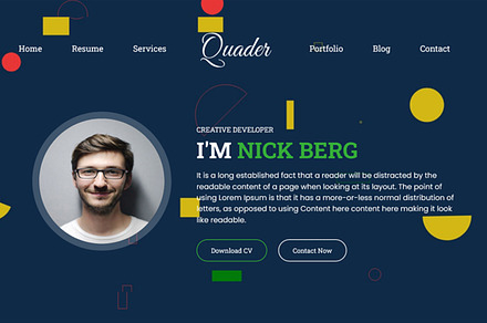 Quader - Portfolio/Resume Template, a Landing Page Template by helenshop