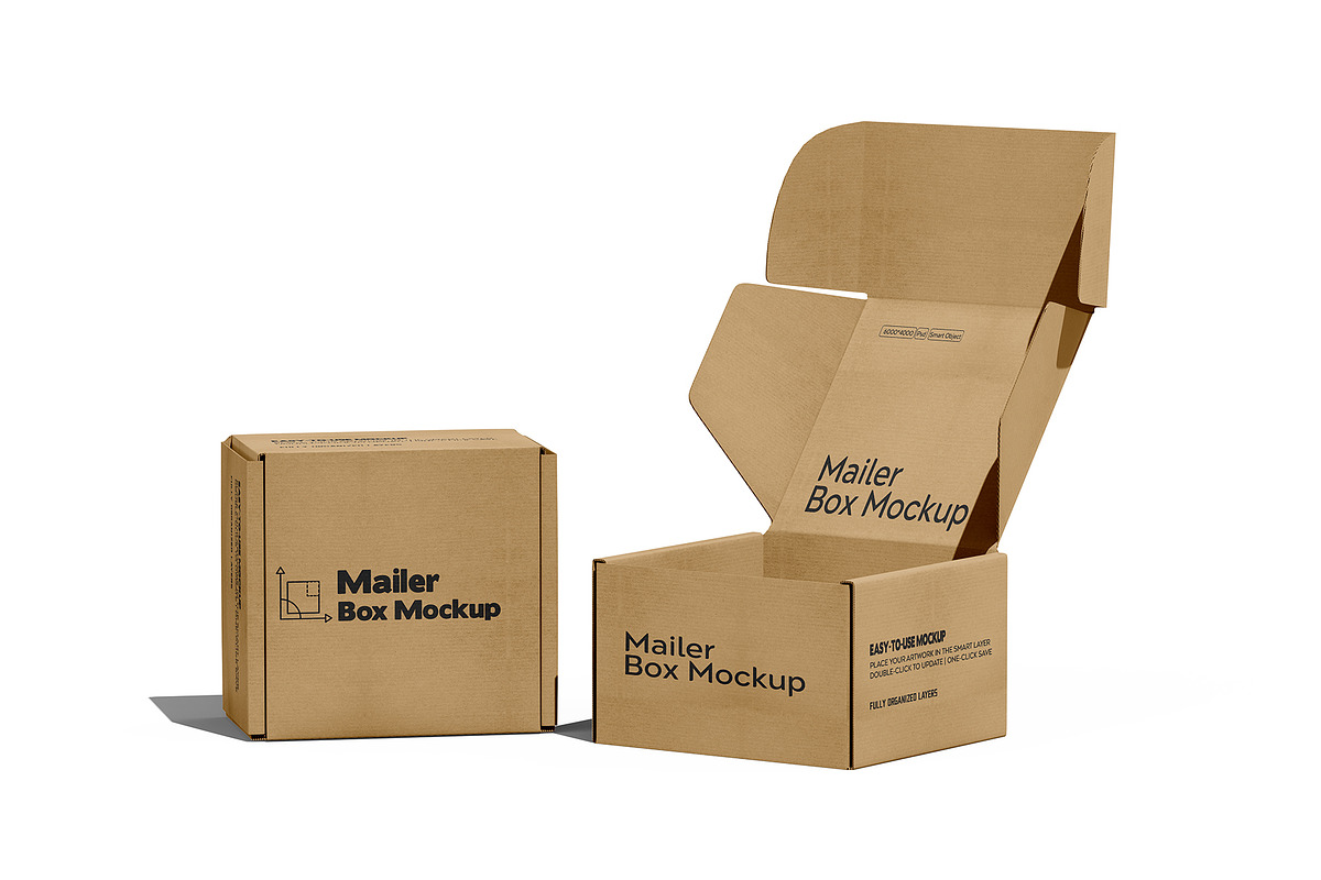 Square Kraft Mailer Box Mockup Set, a Packaging Mockup by pixelmock (Photo 16 of 16)
