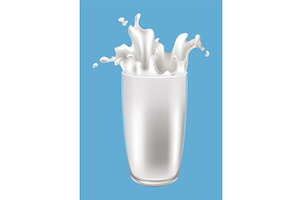Realistic milk splash in a glass, a Food Illustration by the8monkey