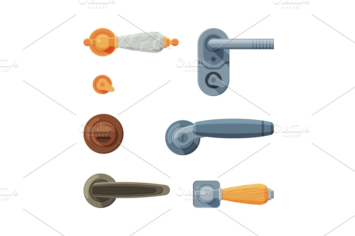 Different Doorknob and Door Handle, an Object Illustration by TopVectors