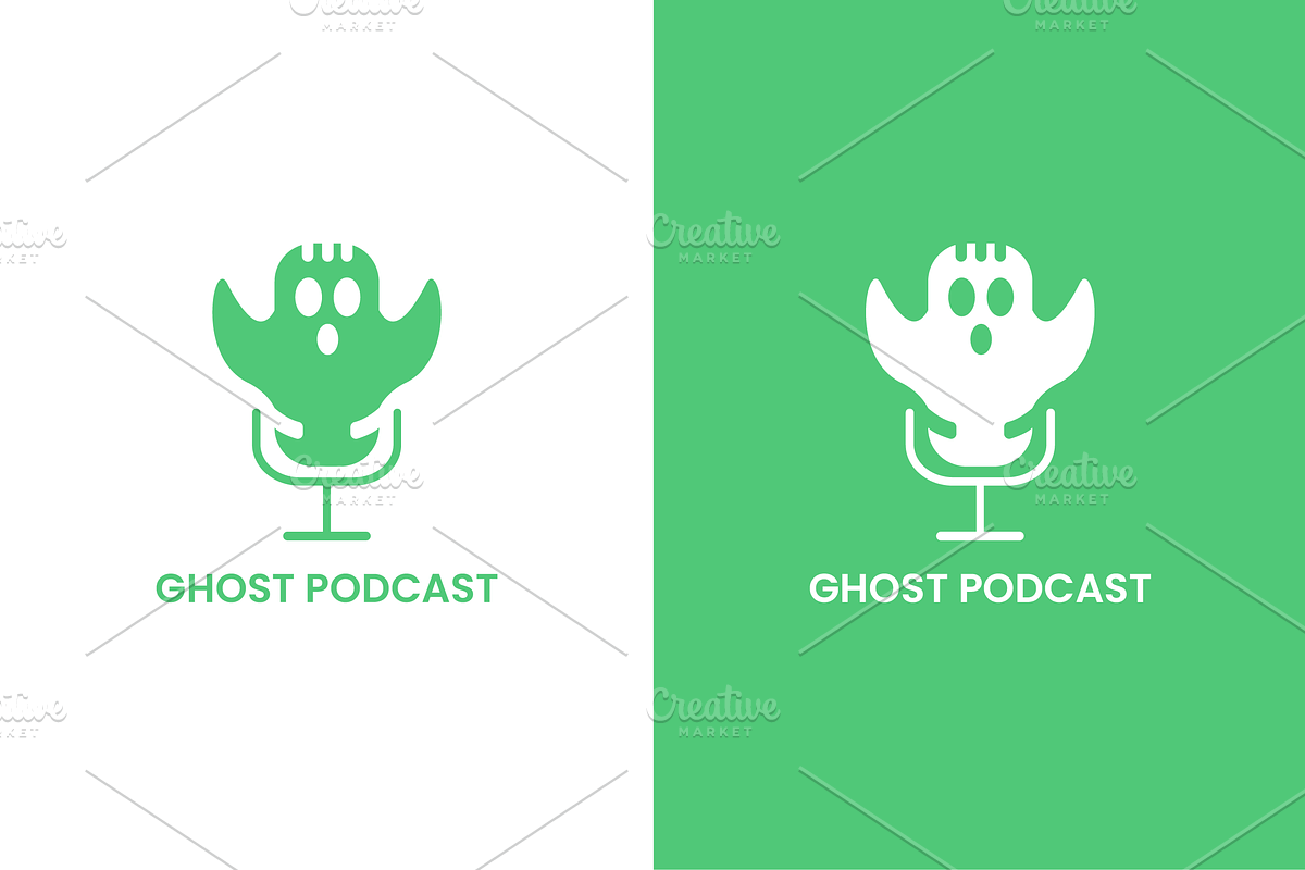 Ghost Podcast Logo Template, a Branding & Logo Template by IndraSign (Photo 1 of 2)