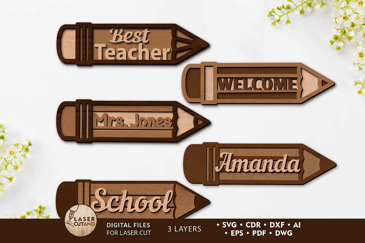 Pencil Set Decor Multilayer Template, a Templates & Theme by LaserCutano (Photo 1 of 11)