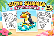 Cutie Summer Coloring Pages Vol. 1, a Seasonal Illustration by Inkivelle Studio (Thumbnail 1 of 3)