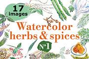 Watercolor spices vector set-1, an Illustration by miminoshka (Thumbnail 1 of 11)