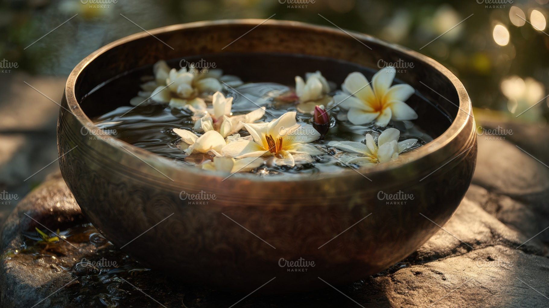 Bowl of flowers floating in water, a Photo by Beautiful things