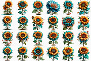 Whimsical Spring Sunflower Clipart, an Illustration by Craft Nest (Thumbnail 5 of 11)